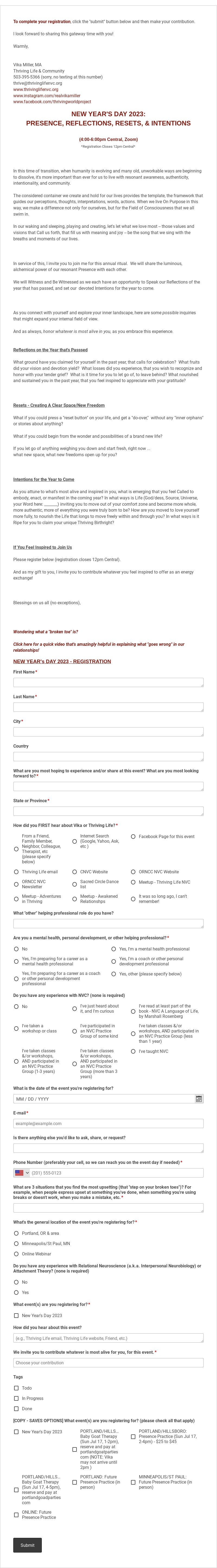 Personal Growth Event Registration Form Template form template