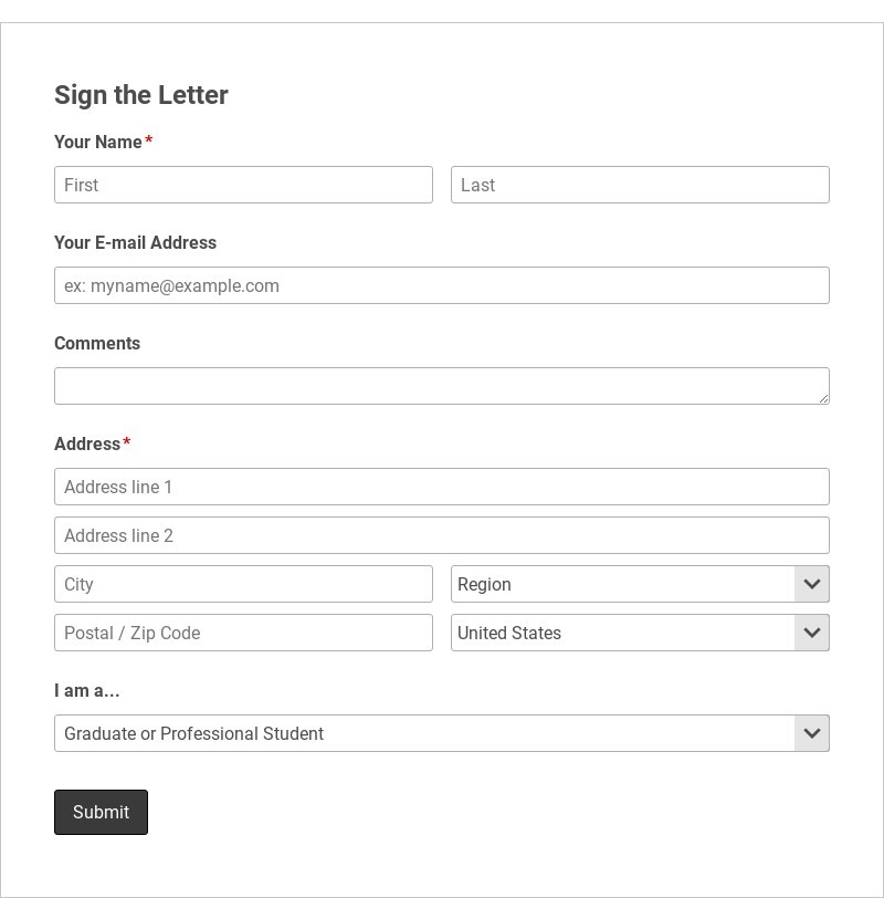 Petition Signup Form Template form template