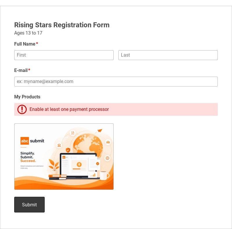 Stripe Registration Form Template