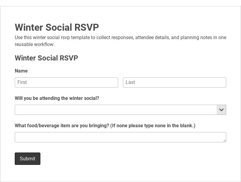 Winter Social RSVP
