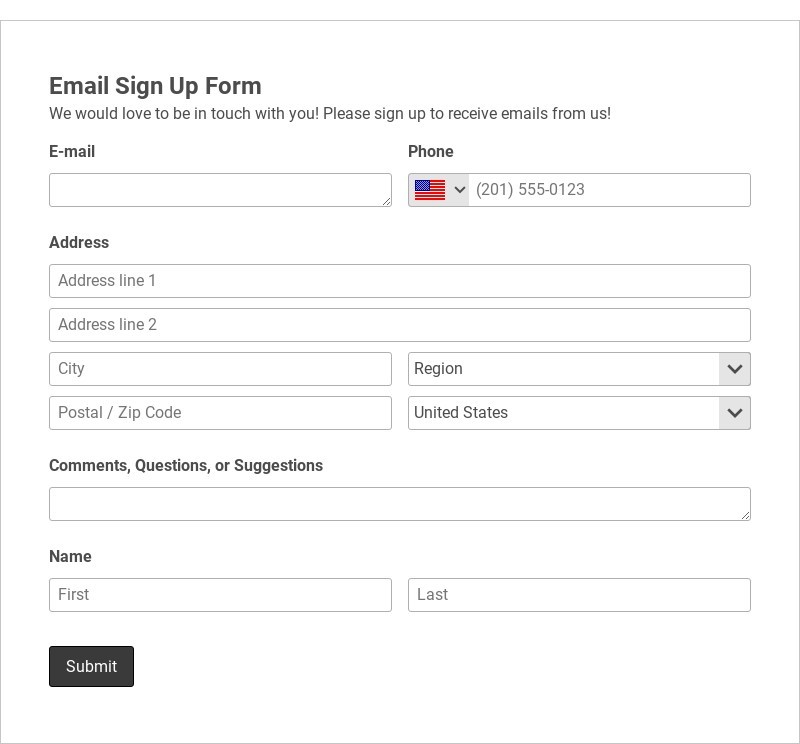 Email Signup Form Template form template
