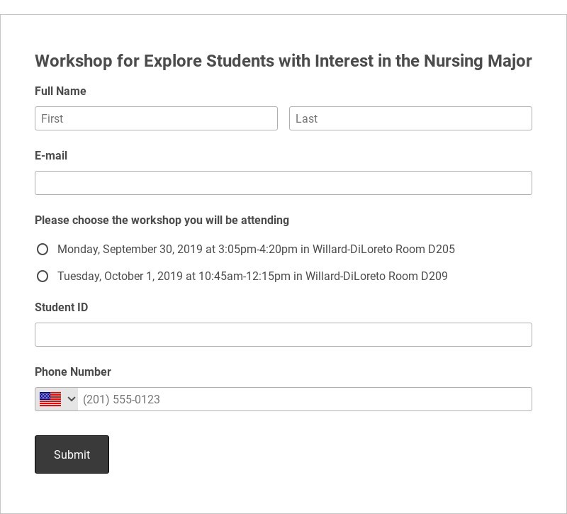 Nursing Program Workshop Registration Form Template form template