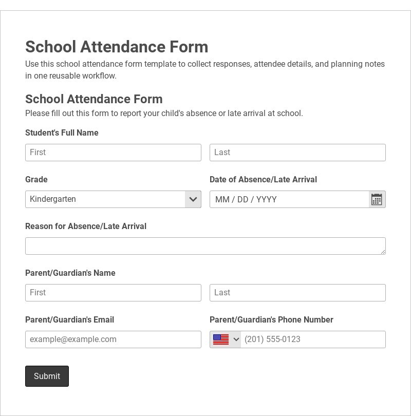 School Attendance Form