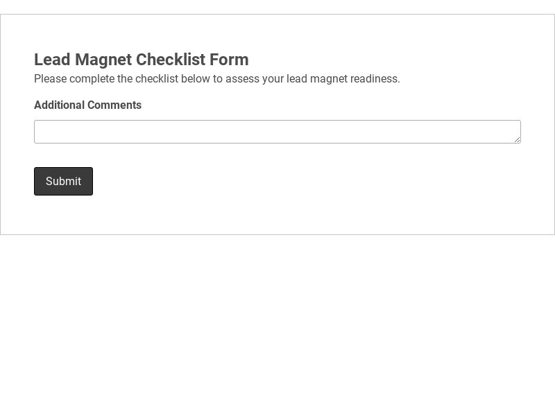 Lead Magnet Checklist Form Template form template