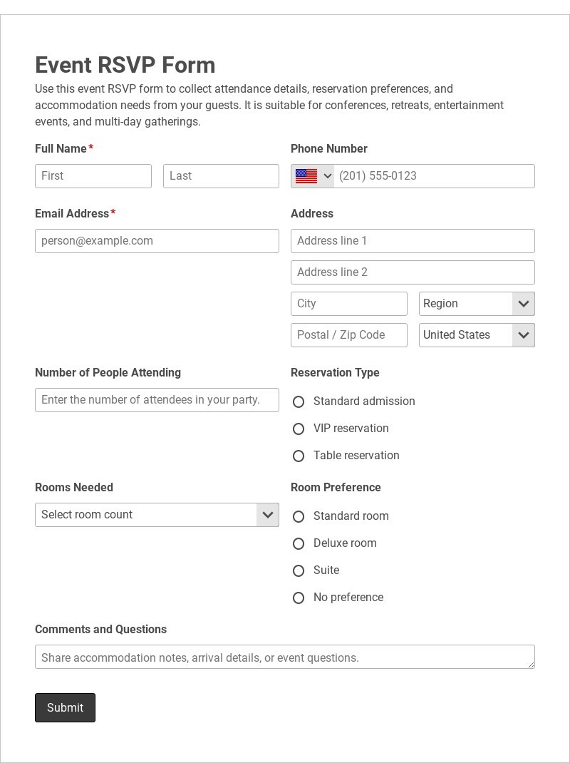 Event RSVP Form