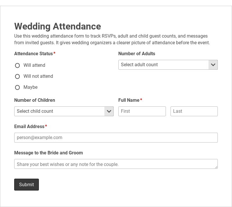 Wedding Attendance