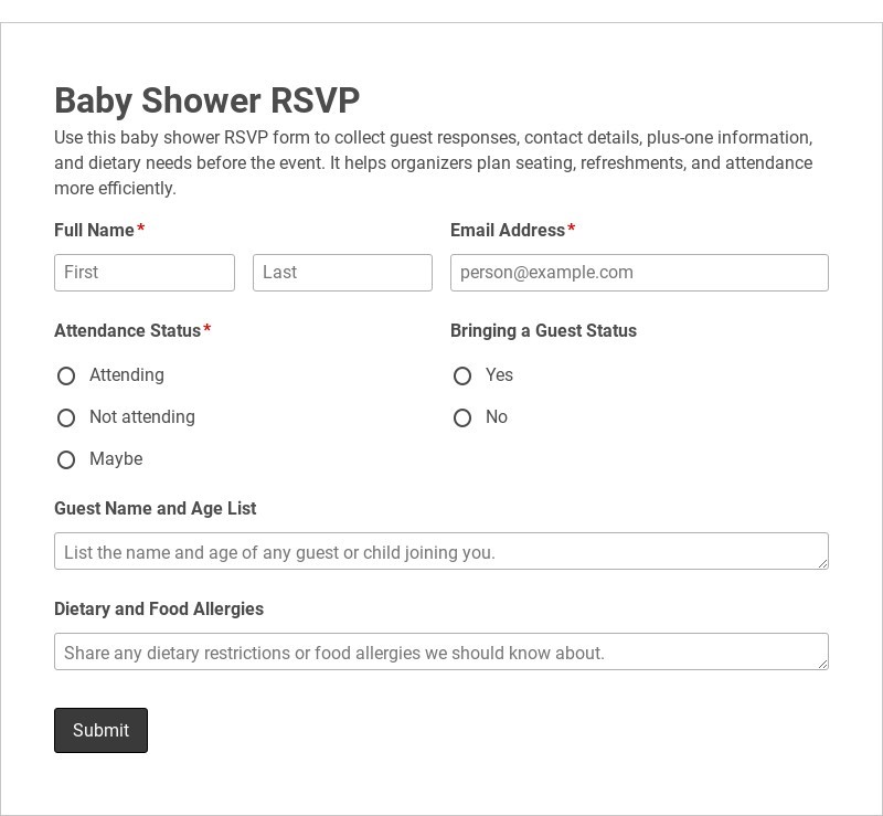 Baby Shower RSVP