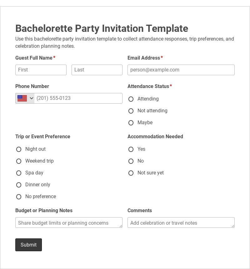 Bachelorette Party Invitation Template