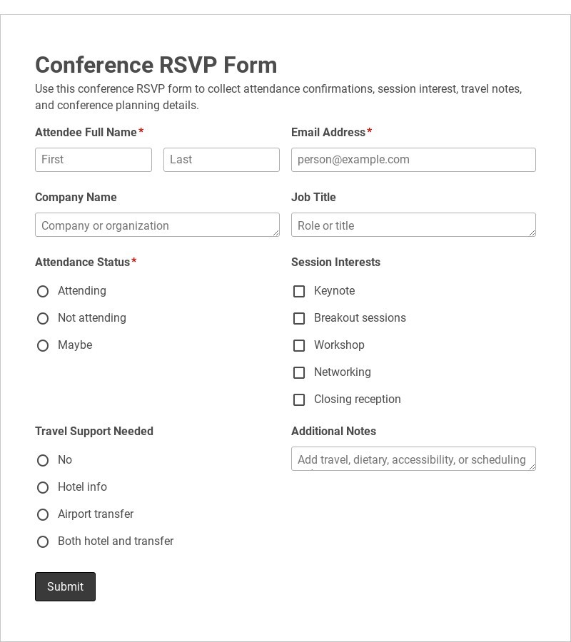 Conference RSVP Form
