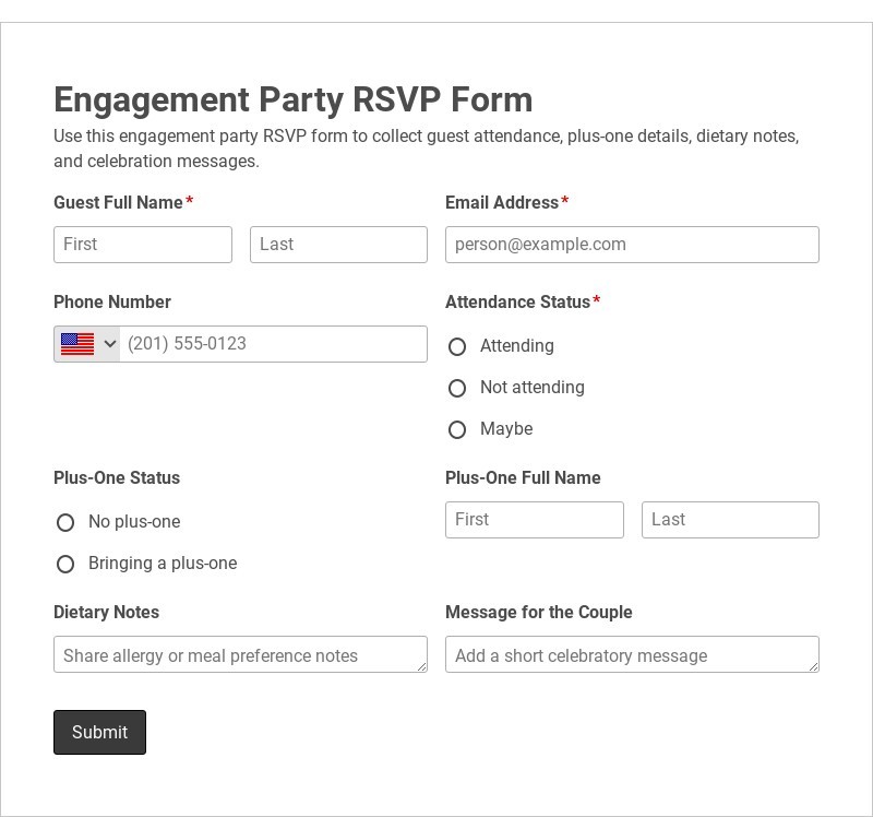 Engagement Party RSVP Form