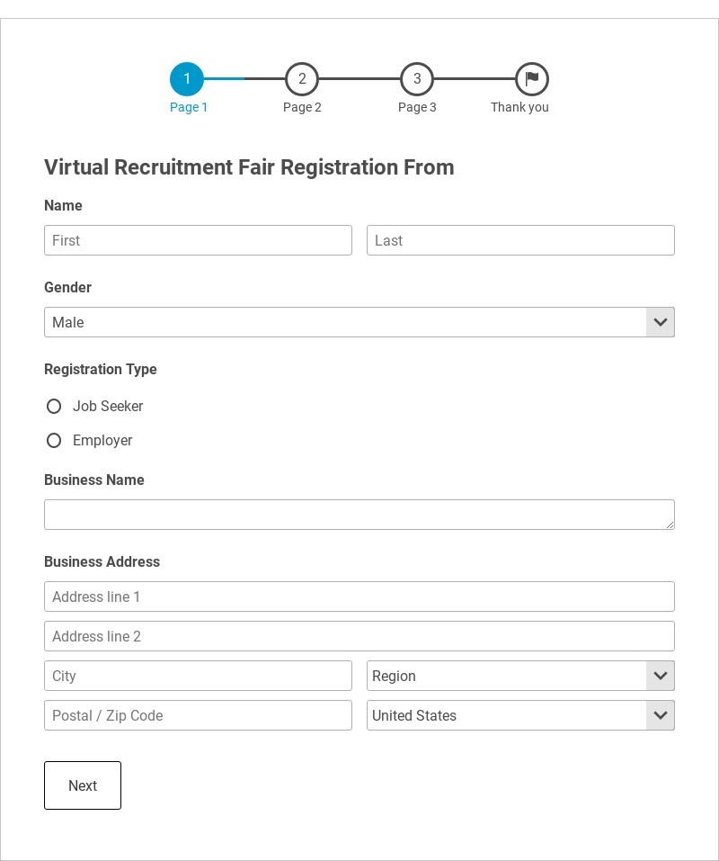 Virtual Recruitment Fair Registration From Template form template