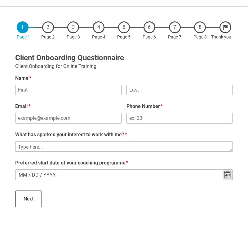 Client Onboarding Questionnaire Template form template