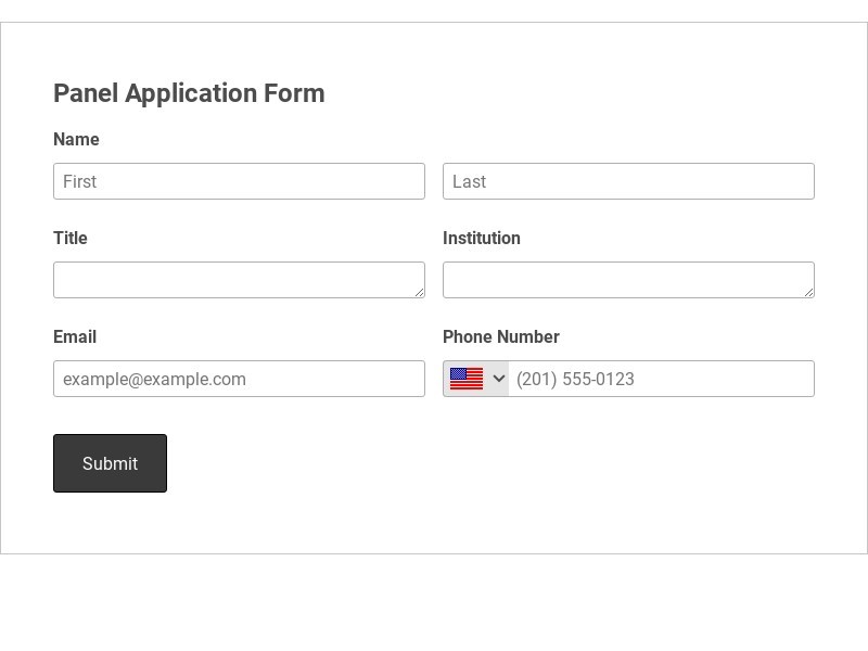 Panel Application Form Template form template