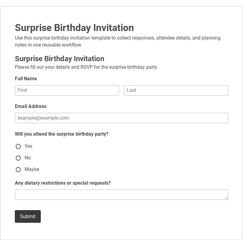 Surprise Birthday Invitation