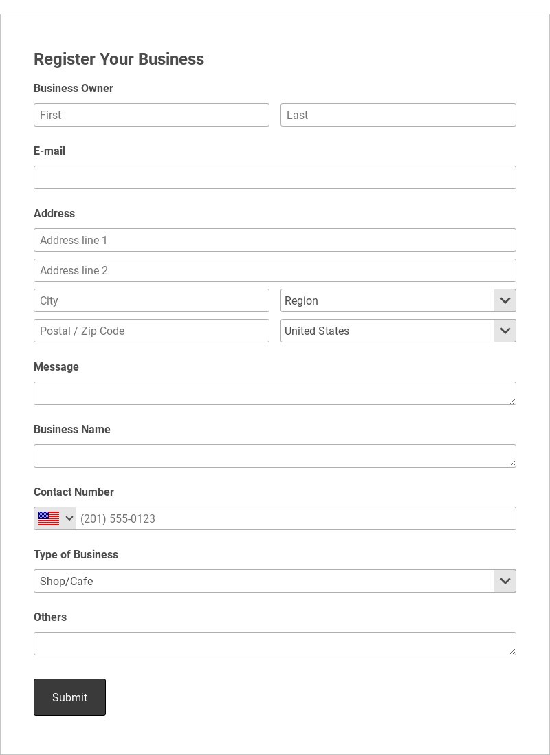 Responsive Business Registration Form Template form template