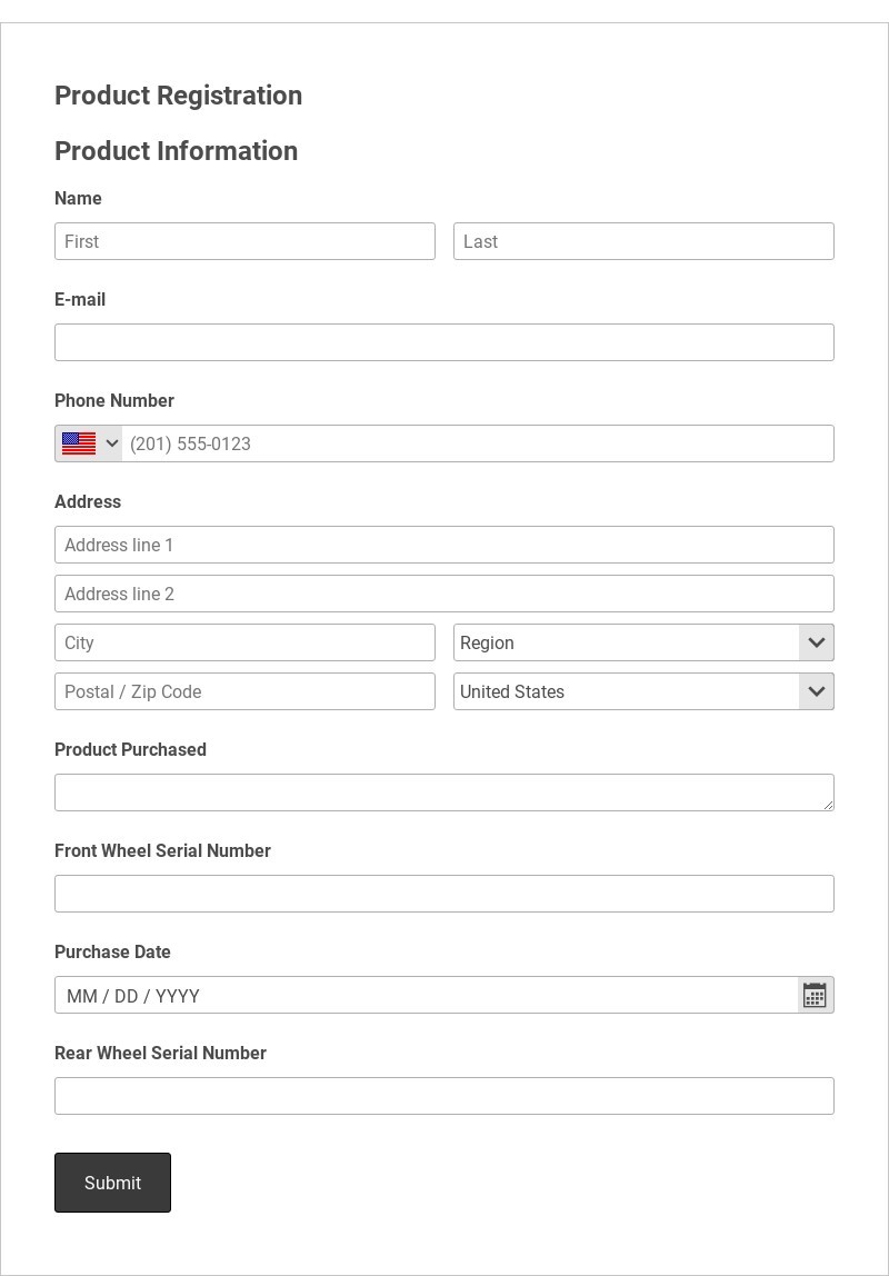 Product Registration Form Template