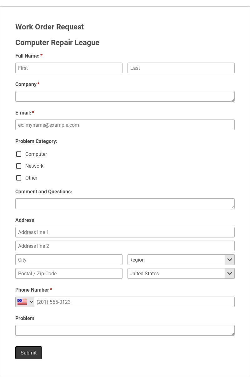 IT Service Request Form-2 Template form template
