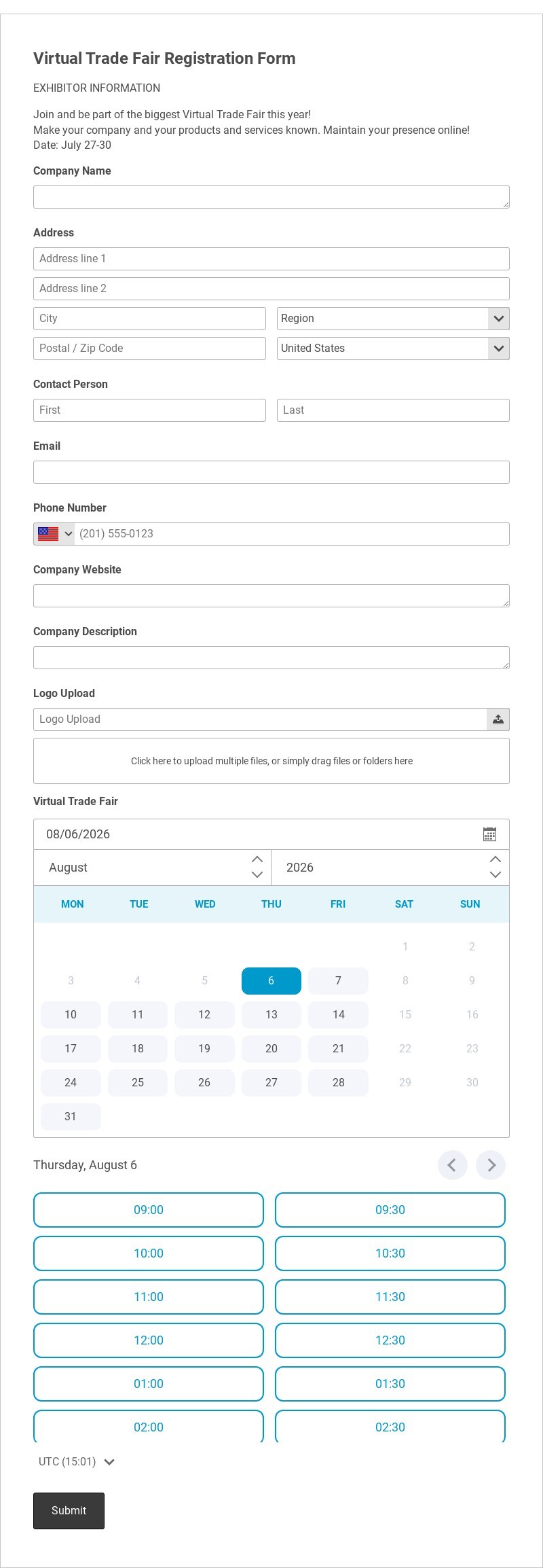 Virtual Trade Fair Registration Form Template