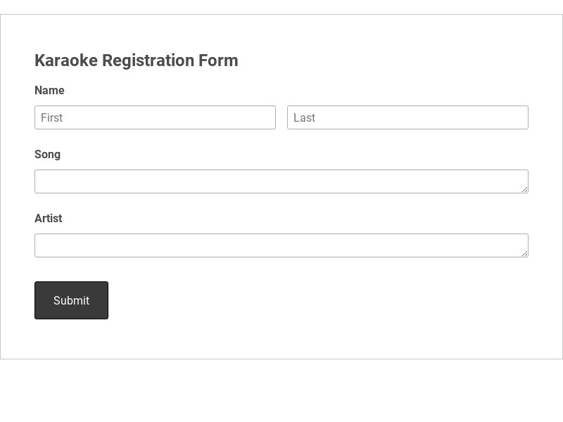 Karaoke Registration Form Template form template