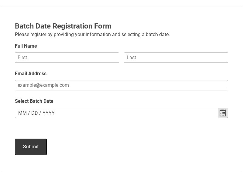 Batch Date Registration Form Template form template