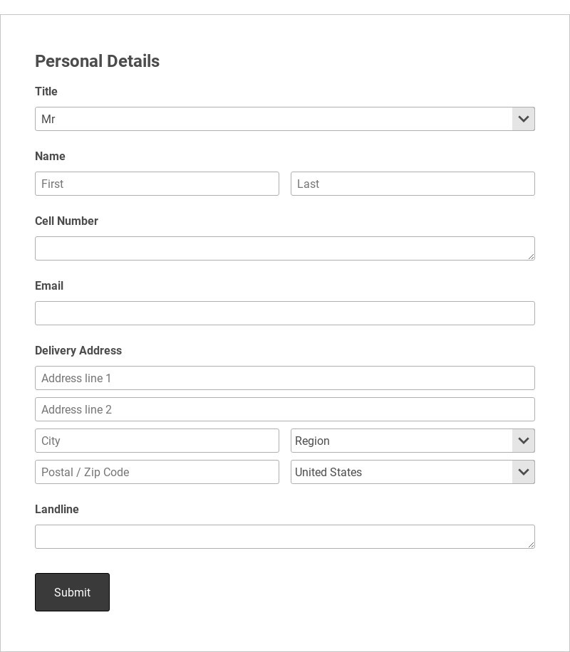Acorn Kids Customer Registrations Template form template