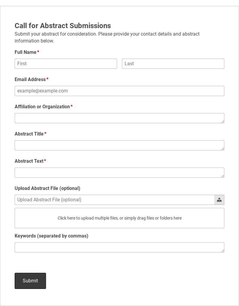 Call for Abstract Submissions Template form template