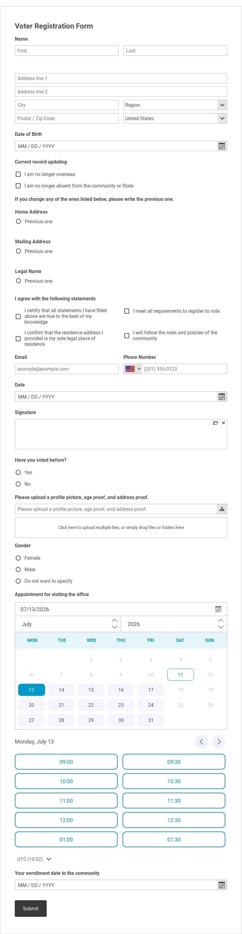 Voter Registration Form Template form template