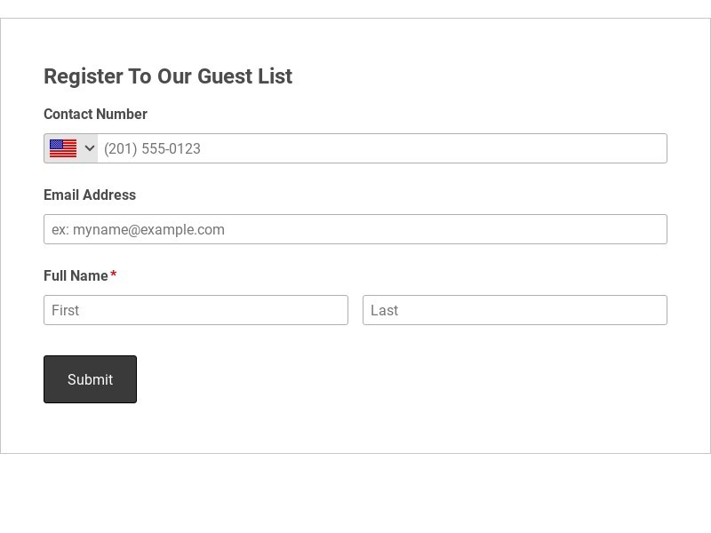 Simple Guest List Form Template form template