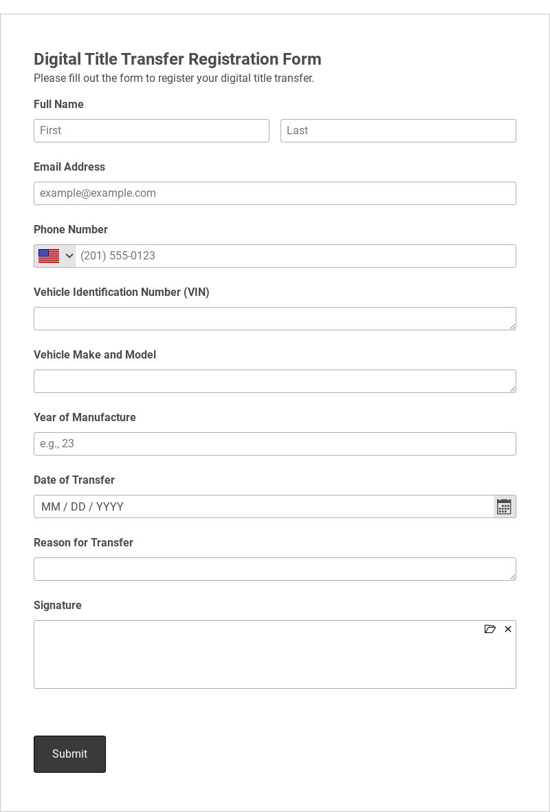 Digital Title Transfer Registration Form Template form template