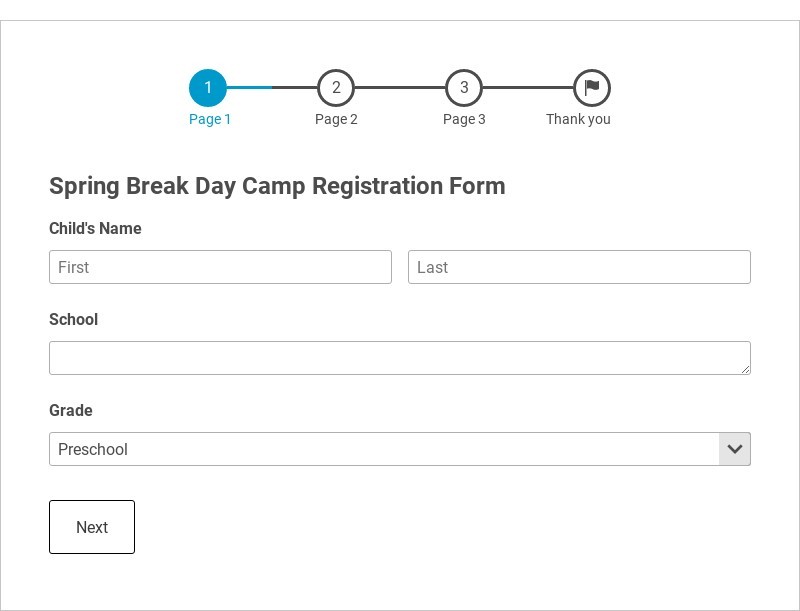 Spring Break Day Camp Registration Form Template