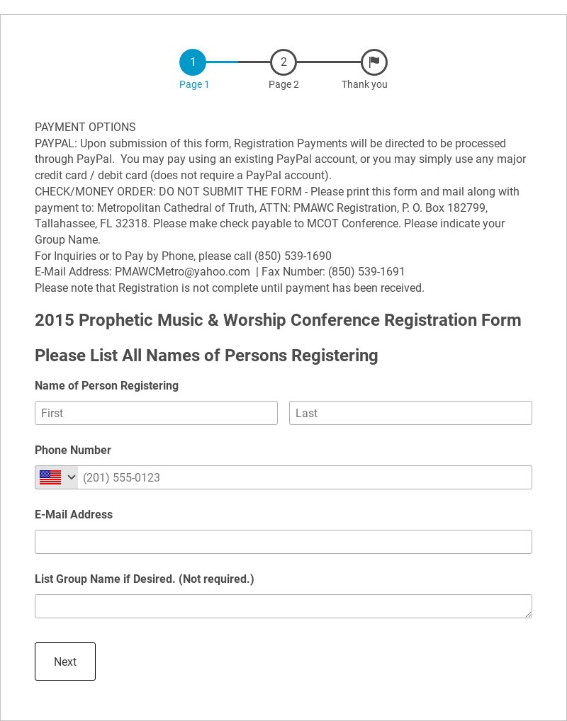 Worship Conference Registration Form Template form template