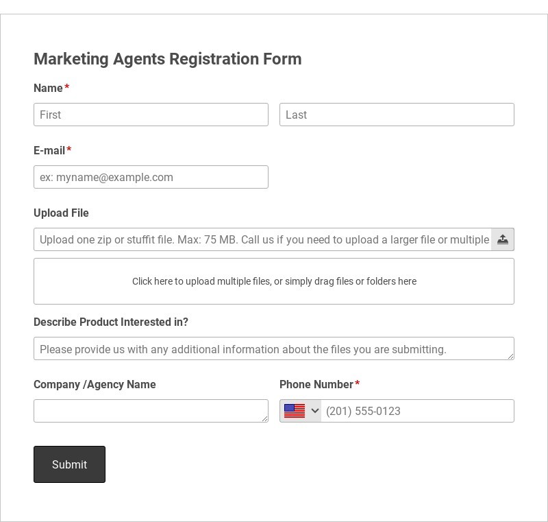 Marketing Agents Registration Form Template form template