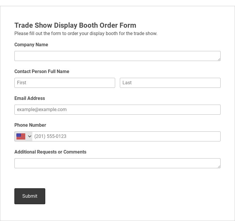 Trade Show Display Booth Order Form Template form template