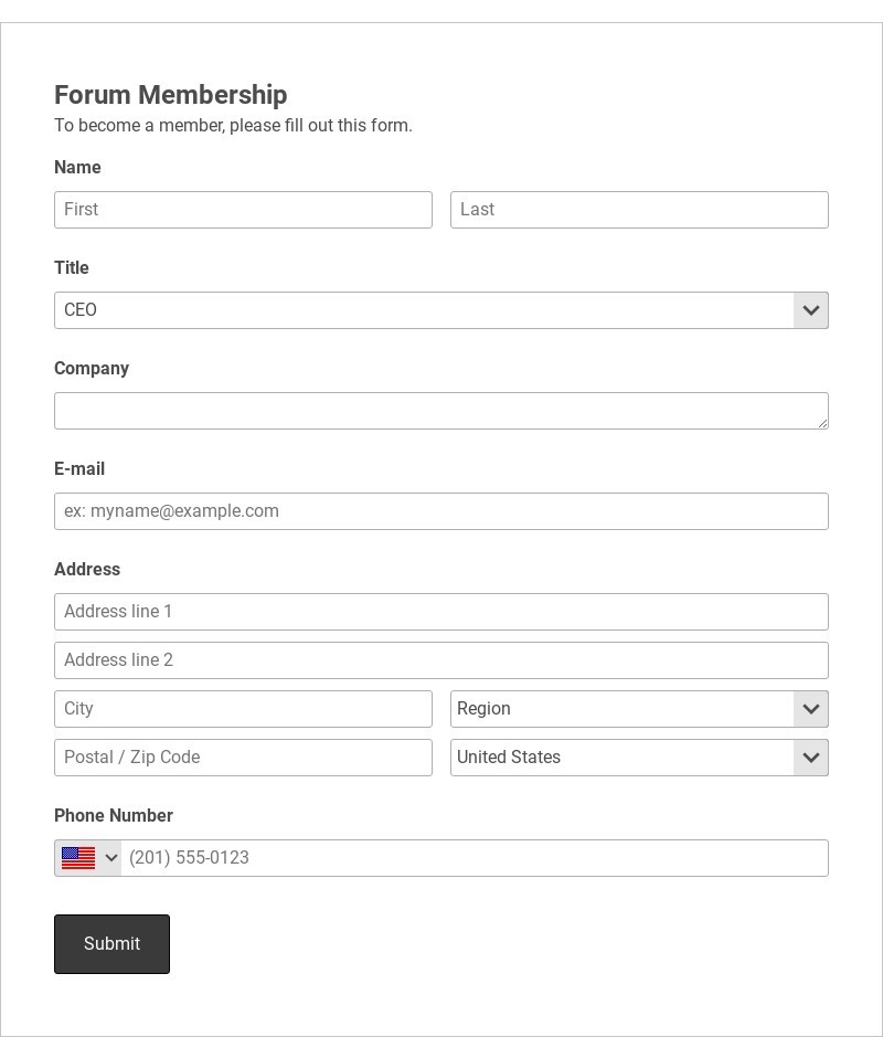 Forum Membership Form Template form template