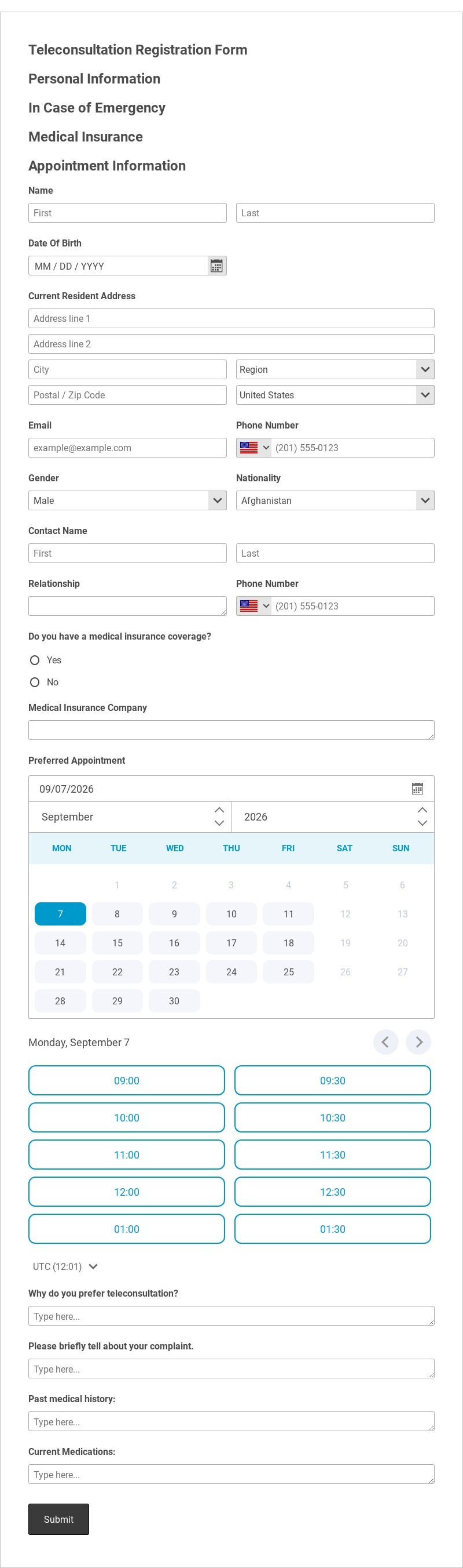 Teleconsultation Registration Form Template