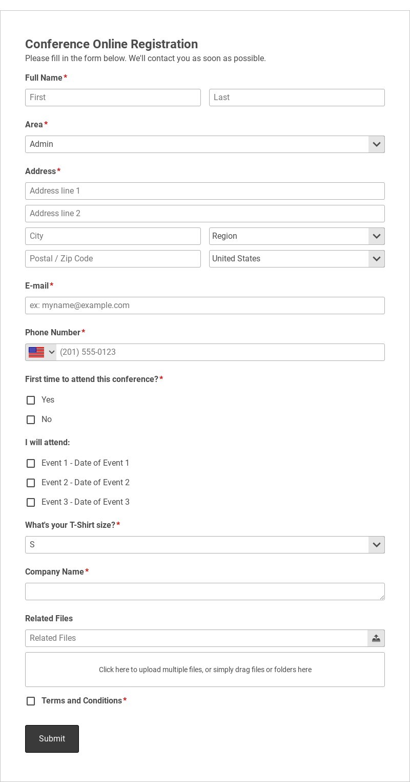 Conference Online Registration Form Template form template