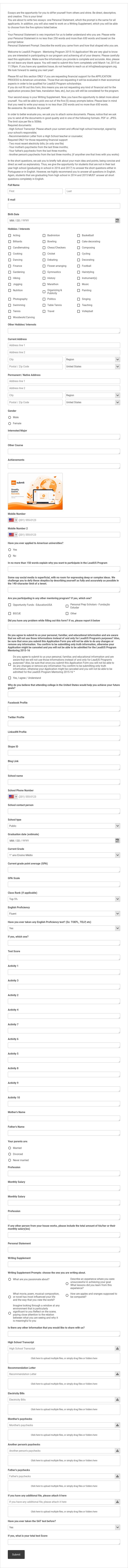 LeadUS Mentoring Program 2015-16 Template form template