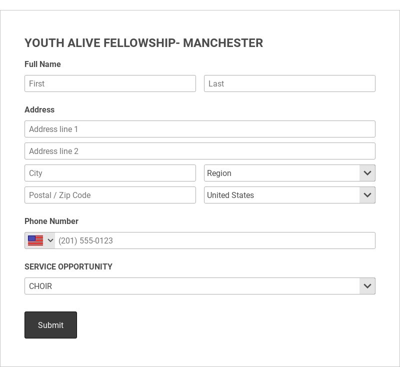Youth Alive Fellowship Registration Template form template