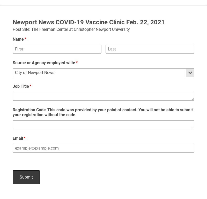 Vaccination Clinic Pre-Registration Form Template form template