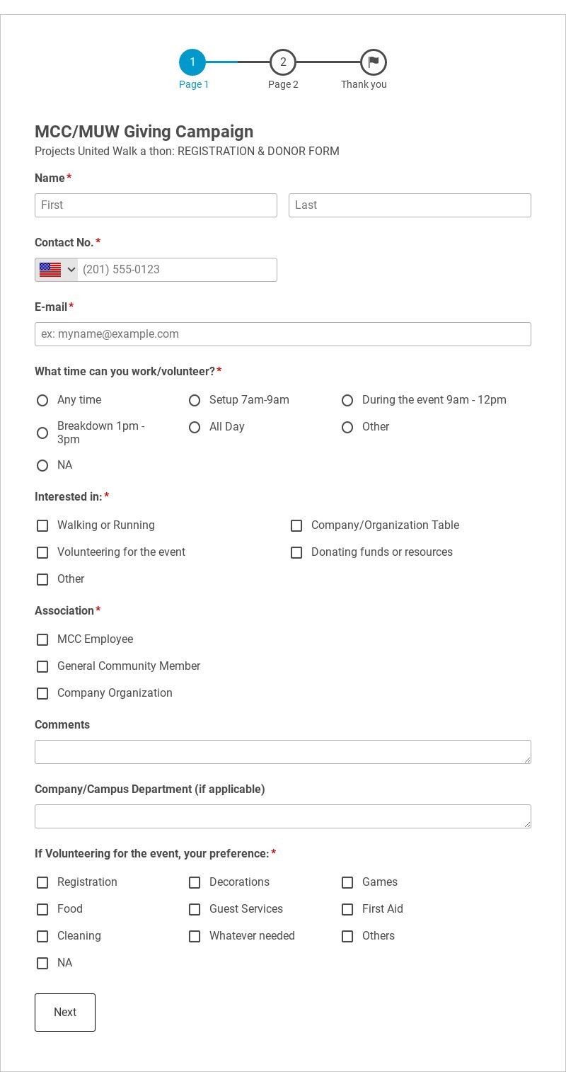 Walkathon Registration Form Template form template