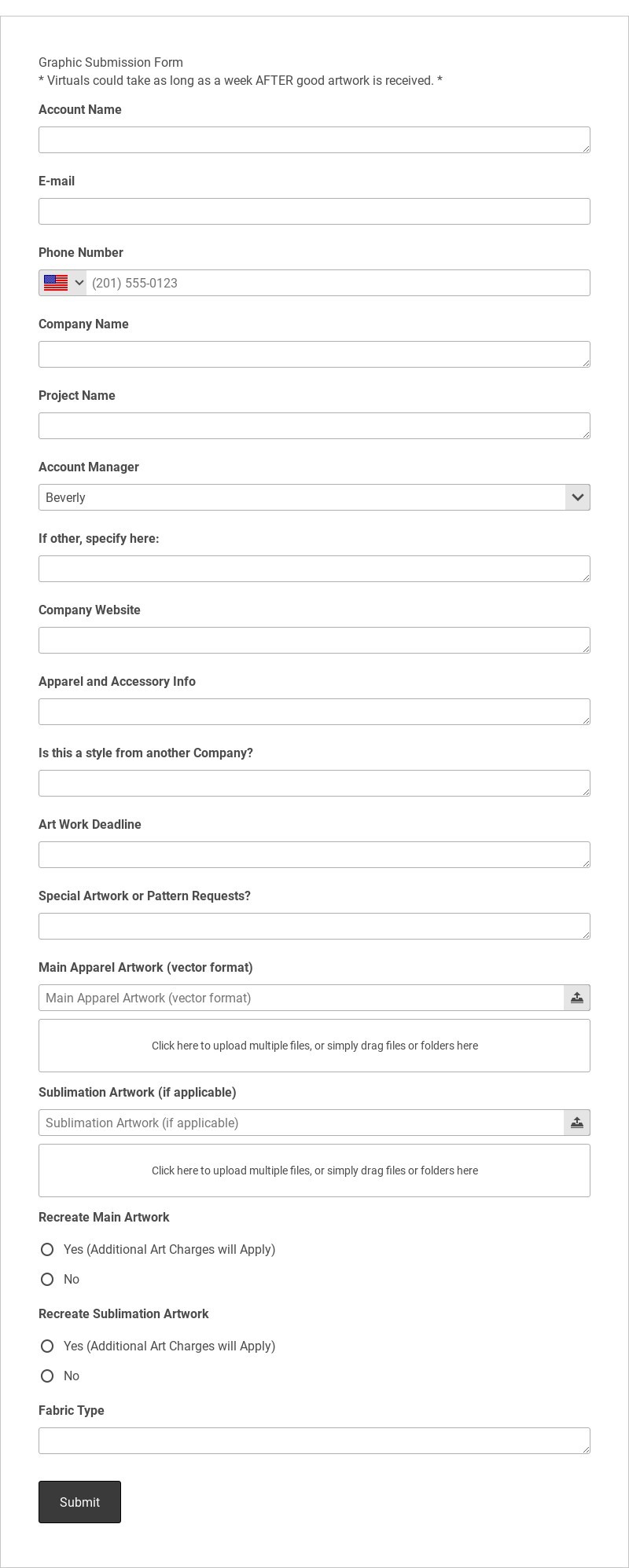 HTT Graphic Request Form Template form template