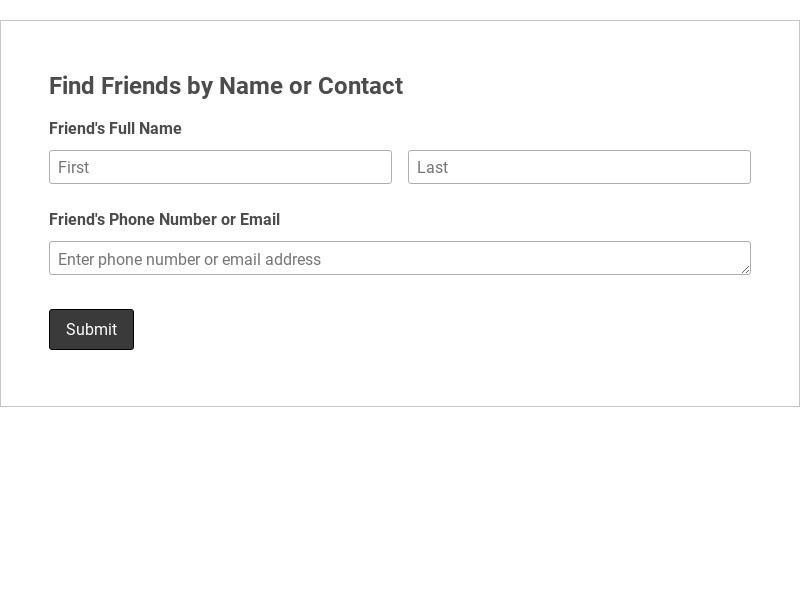 Find Friends Form Template form template
