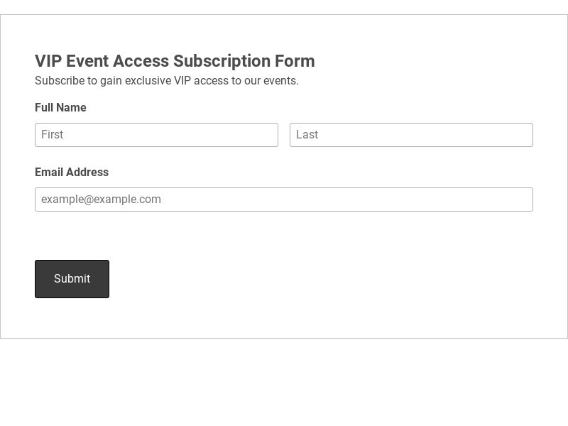 VIP Event Access Subscription Form Template form template