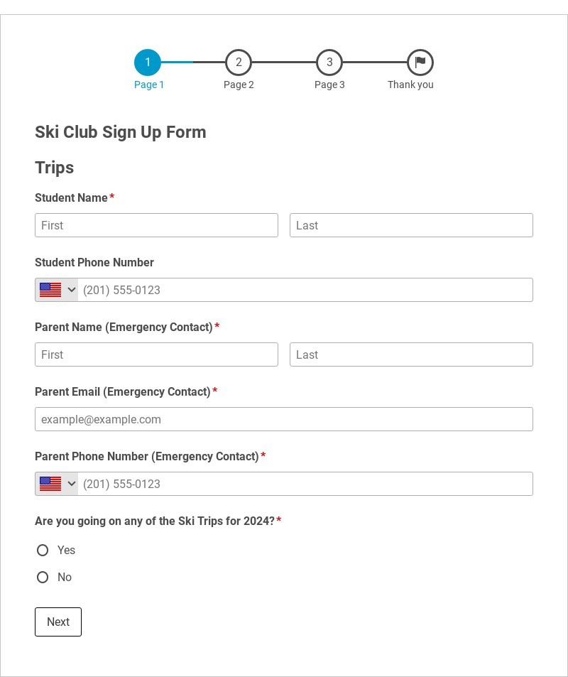 Ski Club Sign Up Form Template form template