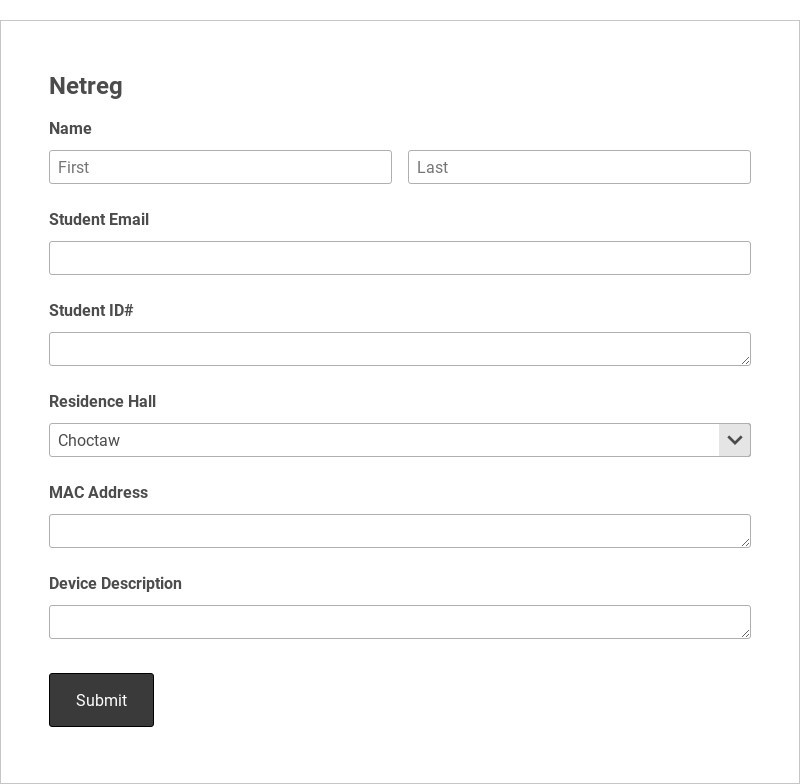 Netreg Template form template