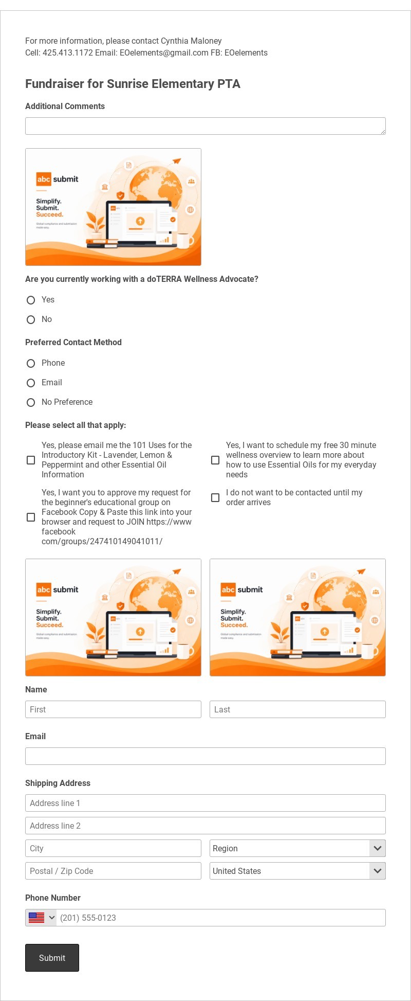 Fundraiser for Sunrise Elementary PTA Template form template
