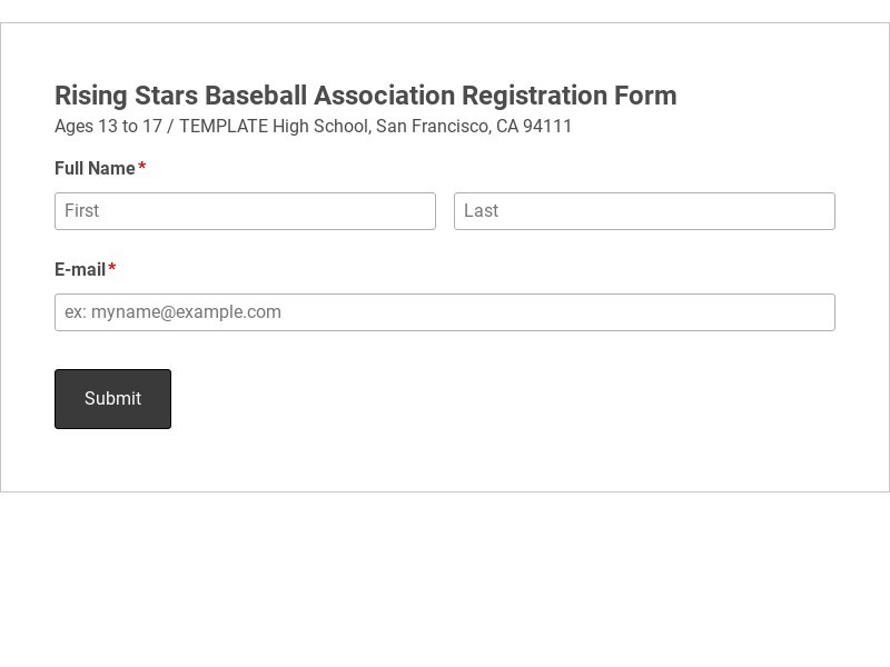 Baseball Registration Form Template