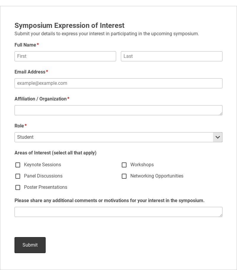 Symposium Expression of Interest Template form template