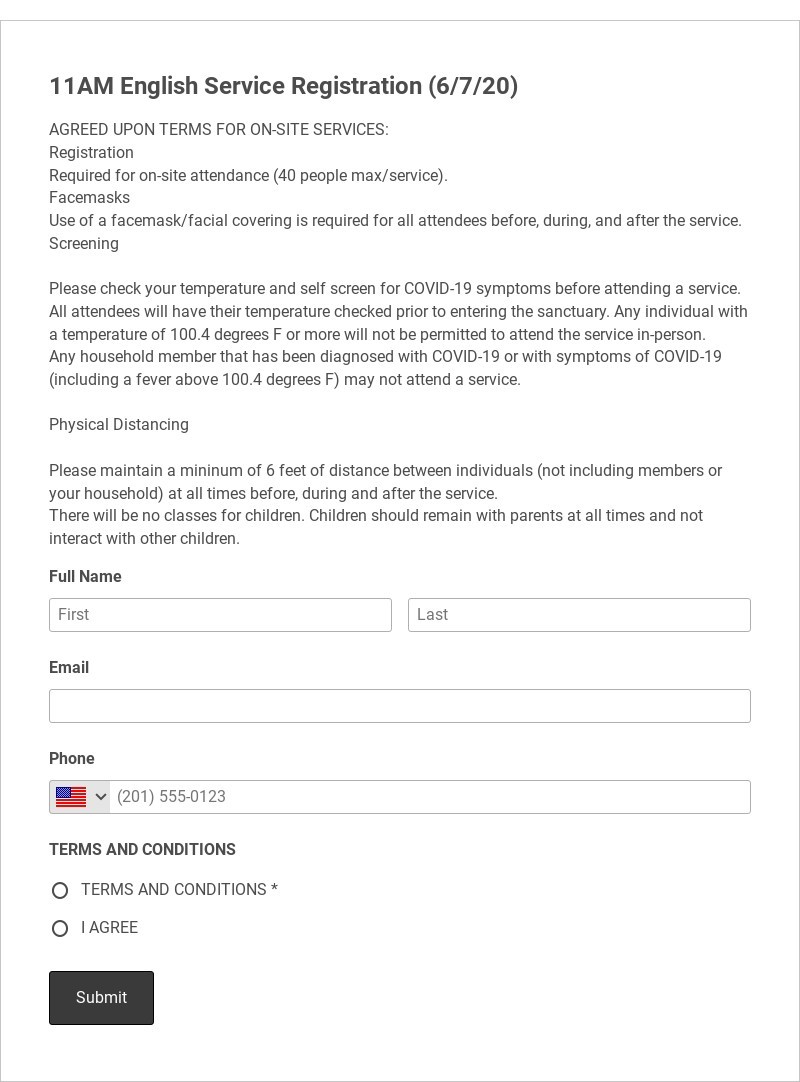 11AM English Service Registration (6/7/20) Template