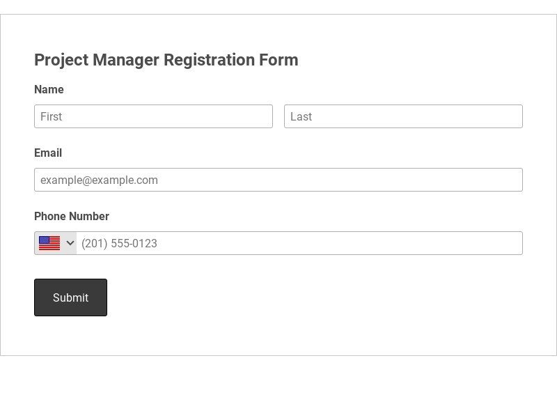 Project Manager Registration Form Template